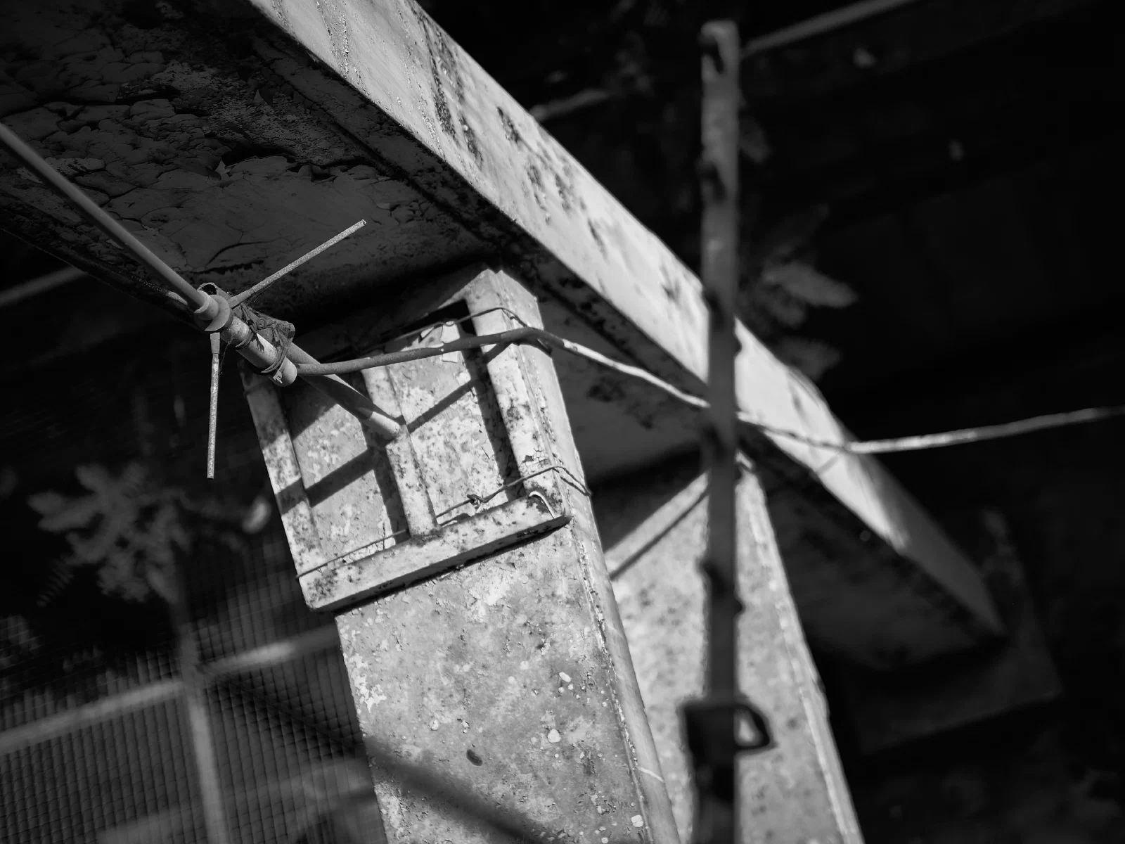 Walls, doorways, lettering and objects left in place